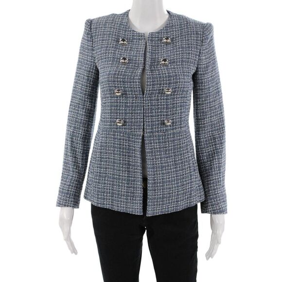 Zara Jackets & Blazers - Zara Women Checked Cotton Blend Blazer Button Crew Neck Long Sleeve Size S